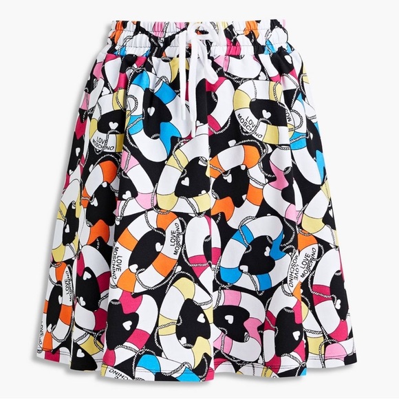 Beautiful NWT LOVE MOSCHINO Printed Cotton-end Jersey Mini Skirt. Size US4 - Picture 3 of 11